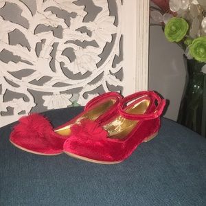 Girls Red Velvet Shoes